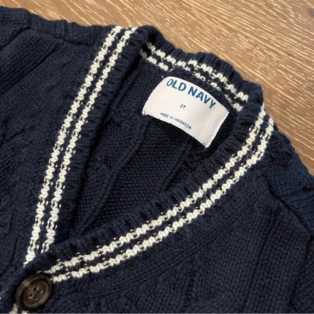 Button Front Cable Knit Cardigan Toddler Boy Kids Sweater Size 2T